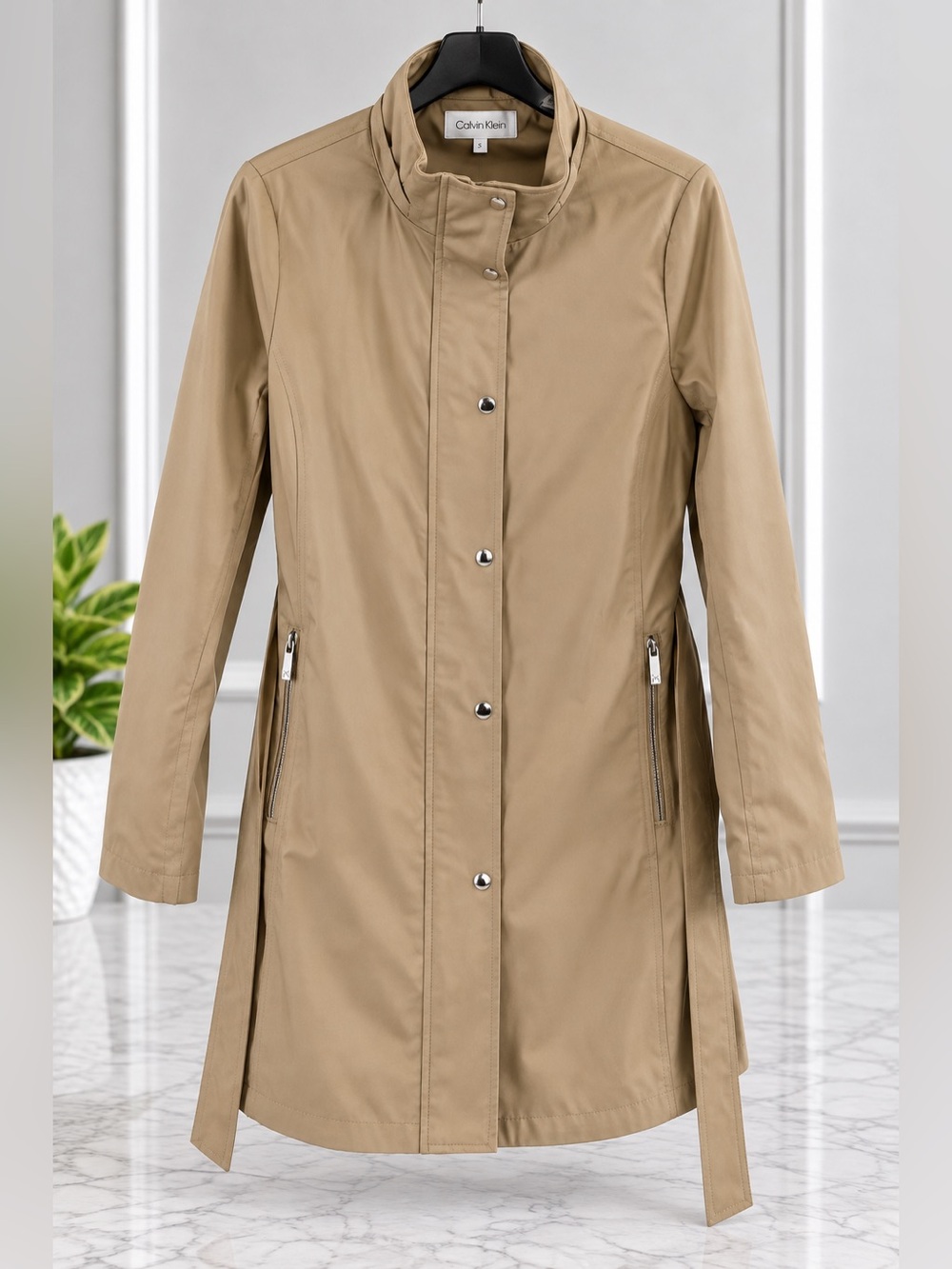 Calvin Klein Tan Trench Coat Women’s Medium